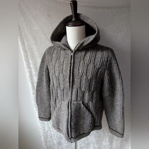 Vtg Wool Knit Zip Hoodie Jacket Mystery Origin Used